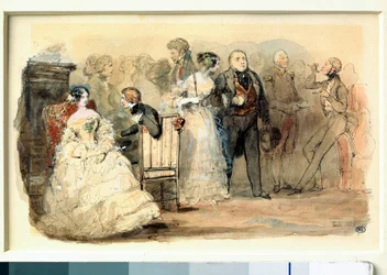 Uma recepção sob Louis Philippe Watercolour por Eugene Lami (1800-1890)