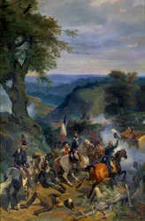 Revolutionary Wars: "Battle in the Defiles of the Argonne under the command of General Dumouriez in September 1792" Pintura de Eugene Louis Lami (1800-1890) 1834 Sun. 1,9x0,9 m