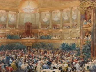 O jantar em Versalhes na presença de Napoleão III, 1854.