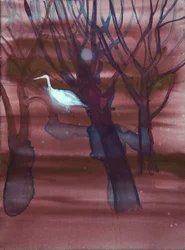 Grua branca, 2019 (linho, pigmentos)