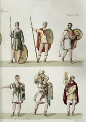 Soldados romanos, detalhe da placa 2, classe 5 da Parte I da História das Nações, gravada por Buttazon (aquatint) (ver também 93288)