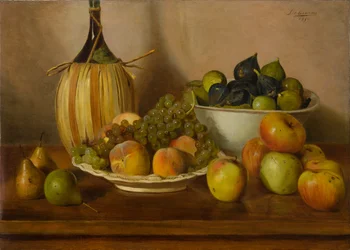 Natureza morta com frutas (pintura a óleo sobre tela)