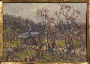 Farmstead (óleo e têmpera no papel)