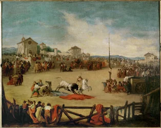 Tourada numa aldeia (pintura sobre tela)