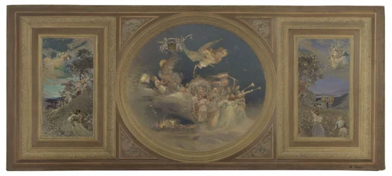 Esboço para a sala de jantar do Hôtel de Ville de Paris: Teto alegórico, ca. 1891 (óleo sobre tela, papel)