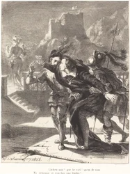 Hamlet deseja seguir o fantasma de seu pai (Ato I, Cena IV)
