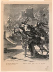 Ilustração para Hamlet: Hamlet tenta seguir o fantasma de seu pai (I,4)