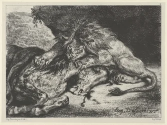 Leão Devorando um Cavalo, 1844., 1844.