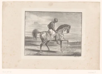 Homem a cavalo no deserto