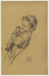 Retrato de Stéphania Maria Anna Isabella de Block-Loor, em pé com a boneca