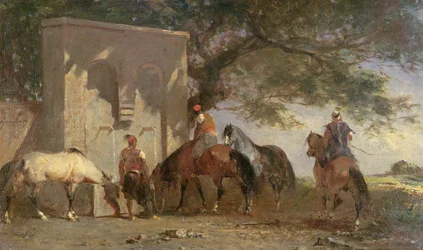 Árabes regando seus cavalos, c.1865-75