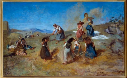Harvest Painting by Eugene Fromentin (1820-1876) 1875 Sun. 0,78x1,2 m Rouen, Musee des Beaux Arts