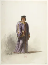 Btv1b84558104 32 - Saint-Saëns - Henrique VIII - Modelos de fatos - Lacoste - 32. Escrivão em fato de médico