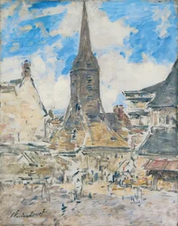 Kotava: "Biot ke Sainte-Catherine uja koe Honfleur (trutca ke Boudin)"
Francês: Le Clocher de Sainte-Catherine, Honfleur