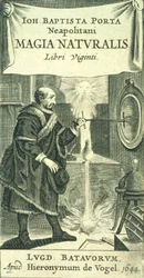 Frontispício para Magiae Naturalis Libri Viginti por Giovanni Battista della Porta, 1644