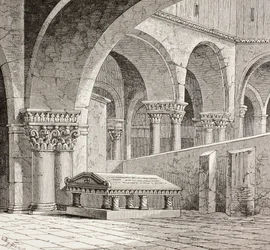 Túmulo de Godofredo de Bulhão na Igreja do Santo Sepulcro, Jerusalém, c. 1880