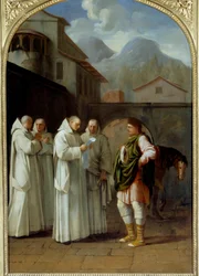 São Bruno (1030-1101), fundador da Ordem dos Cartuxos recebe uma mensagem do Papa Urbano II (Urbano II)