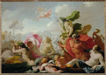 Os deuses do mar honram Amor, deus do amor (pintura sobre tela)