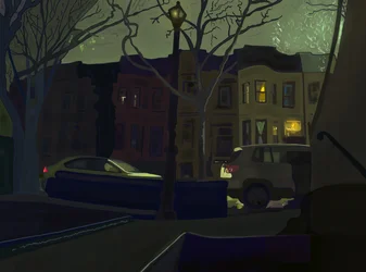 6 AM South Side of Street, Prospect Park (arte digital)
