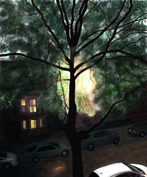 Depois da chuva, primeira luz, Brooklyn (arte digital)