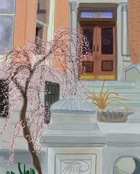 Cerejeira em flor, Brooklyn, 2017 (desenhada à mão num iPad com um lápis Apple)