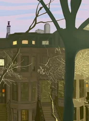 Brownstone à noite (arte digital)