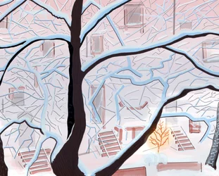 Brownstones na neve, Brooklyn (arte digital)