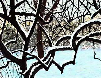 Cerejeira na neve, Brooklyn (arte digital)