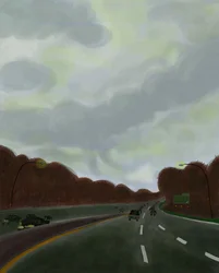 Driving the Long Island Expressway, 2017 (desenhado à mão num iPad com um lápis Apple)