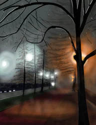 Nevoeiro noturno, Prospect Park, Brooklyn (arte digital)