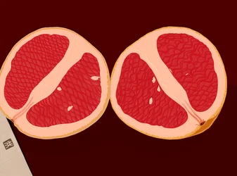Toranja cortada ao meio (arte digital)