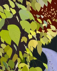 Folhas verdes e caminho (arte digital)