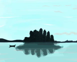 Lake In Maine, 2015 (desenhado à mão num iPad com um lápis Apple)