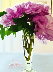 Peónias magenta em vaso (arte digital)