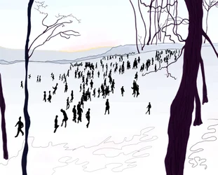 Prospect Park, inverno (arte digital)