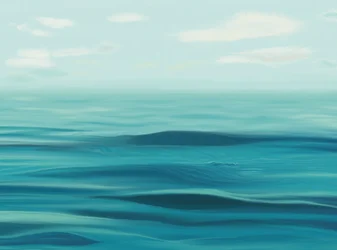 Mar, céu e neblina. (arte digital)