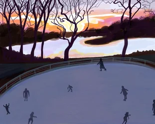 Patinagem, Prospect Park , Brooklyn (arte digital)