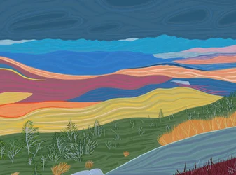 Vista das montanhas Catskill no outono (arte digital)