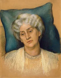 Estudo para &39;The Hour Glass&39;: retrato da Sra. William Morris. c.1904-05 (pastel sobre papel) (estudo de 28828)