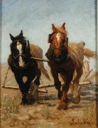 A equipe de lavoura, Sussex Downs (óleo sobre tela)