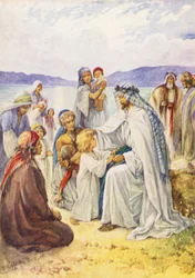 Jesus abençoando as crianças (litografia a cores)