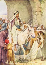 O acolhimento das crianças a Jesus (litografia a cores)