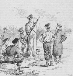Os soldados alemães fazendo sentinelas de barro, 1902