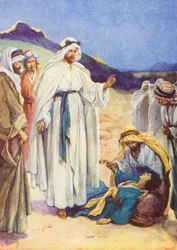 O rapaz surdo e mudo curado (litografia a cores)