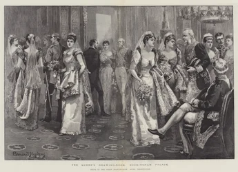 Salão da Rainha, Palácio de Buckingham, Cena na Sala Verde depois da Apresentação