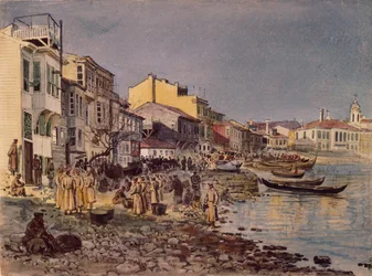 Soldados russos no aterro em San Stefano, 1878