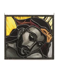 Cabeça de Cristo, estudo para o vitral de Eton, c. 1952 (vitral, com chumbo e pintado)