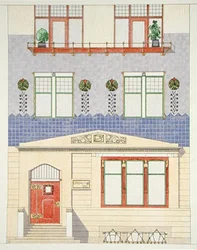 Design para a fachada de uma casa de cidade alemã, início do século XIX, da 