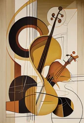 Música abstrata, um violino Pintura a óleo, impressões de arte de parede, decoração de quarto