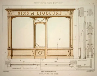 Design para a fachada de uma loja de vinhos, ilustração da 